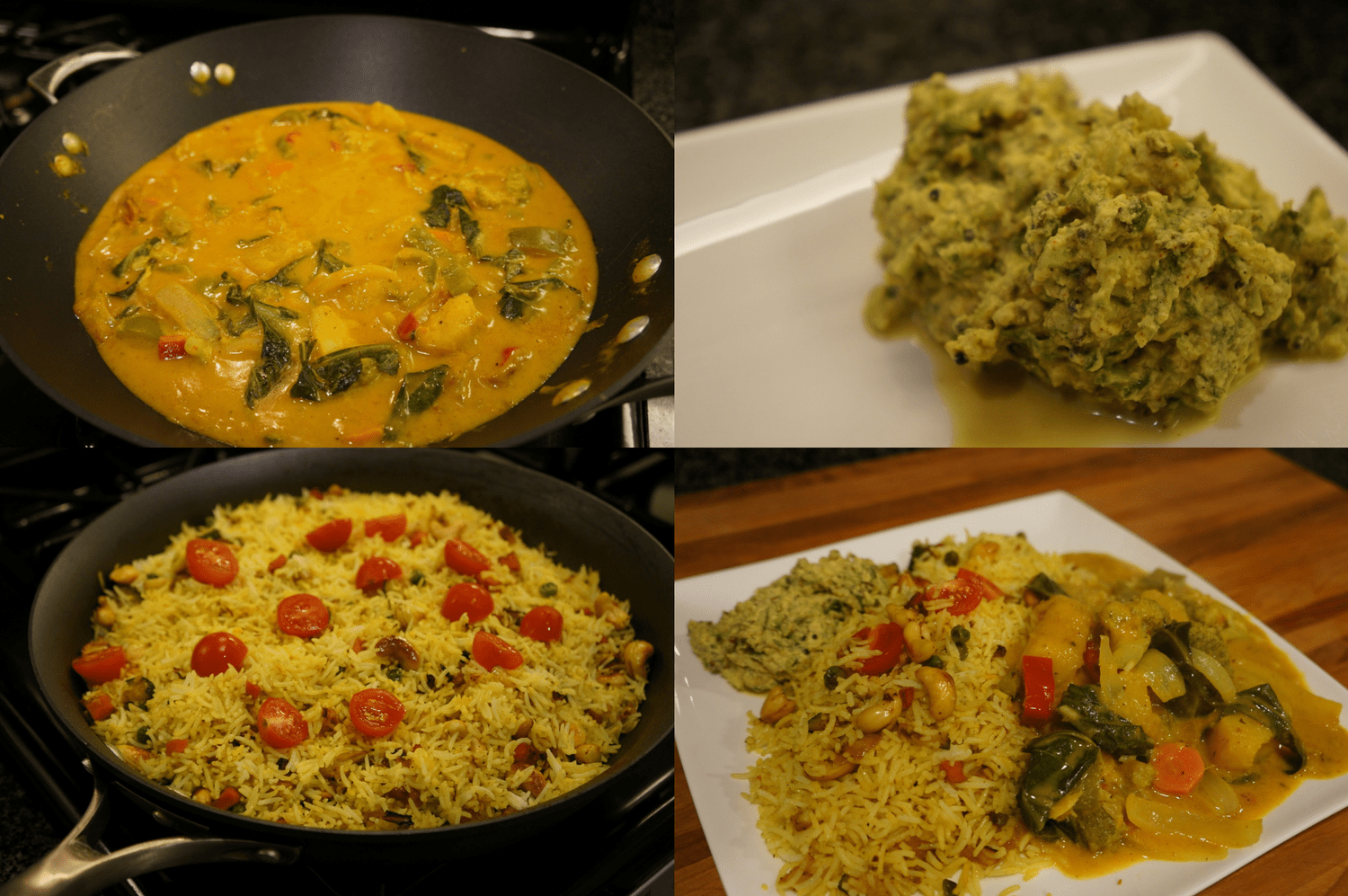 Madras-style Squash Curry, Biryani, and "Raita"